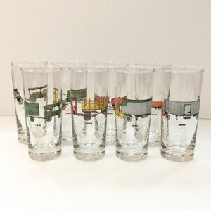 Collectible Set of 8 Vintage Truck Graphic  Glasses MCM